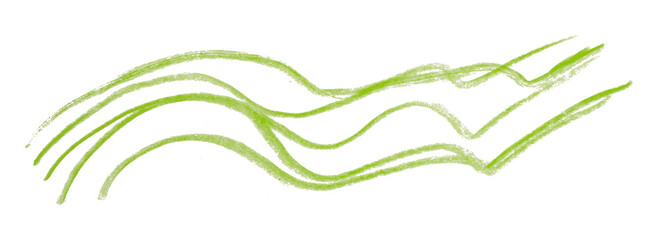 green pencil strokes isolated on transparent background