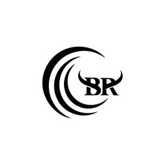 BR logo. B R design. White BR letter. BR B R letter logo design. Initial letter BR linked circle uppercase monogram logo.