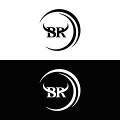 BR logo. B R design. White BR letter. BR B R letter logo design. Initial letter BR linked circle uppercase monogram logo.