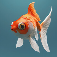 Hand drawn cartoon goldfish illustration 3D  (Generative Ai)