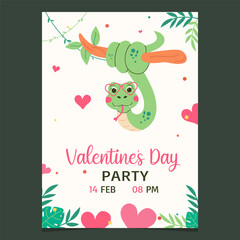 Character snake Valentine's Day invitation template