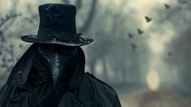 A man with a plague doctors mask. 4k video animation