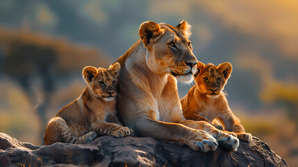 lioness familly in the wild 4K Wallpaper