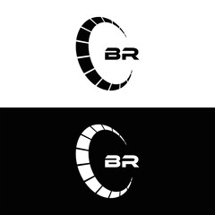 BR logo. B R design. White BR letter. BR B R letter logo design. Initial letter BR linked circle uppercase monogram logo.
