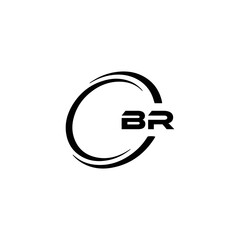 BR logo. B R design. White BR letter. BR B R letter logo design. Initial letter BR linked circle uppercase monogram logo.