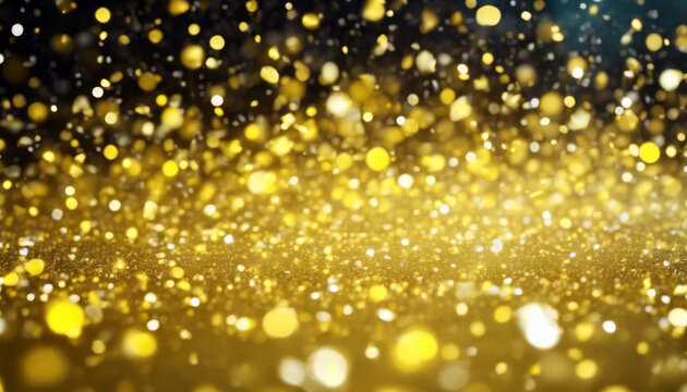 abstract bokeh glow particle confetti background yellow glittering gold sparkling shimmering twinkle new year sparkle glistering glitz flare advent dazzlin
