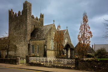 Holy Trinity Abbey Church in Adare, County Limerick, Ireland. Medieval Gothic Revival architecture....