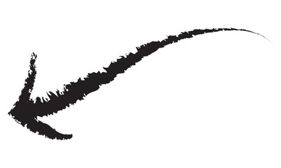 Brushstroke hand drawn arrow design element isolated Grunge texture image with white background. 