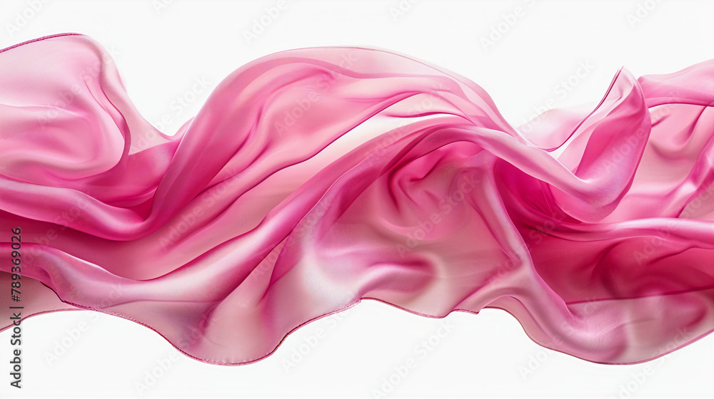 Poster smooth elegant flow of wavy satin fabric in pink color, abstract background design. generative ai