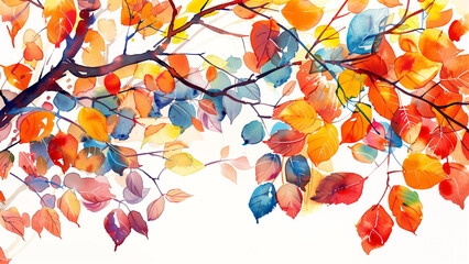 Artistic Autumn: Pastel Watercolor Painting of a Tree