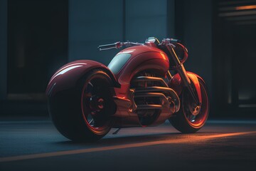 red motorcycle on black background made by midjourney