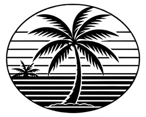 Retro vintage of palm trees Silhouette Vector