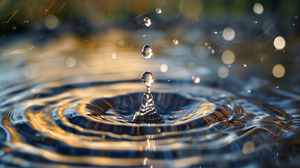 Close up of a water drop falling. perfect for art prints, scientific presentations, nature...