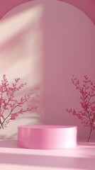 Podium pink stage display showcase product branding story background