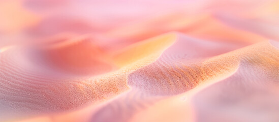 Soft desert sand ripples bathed in a warm, ethereal glow, showcasing intricate patterns and textures, creating a serene and mesmerizing landscape ideal for backgrounds or nature-themed content. 