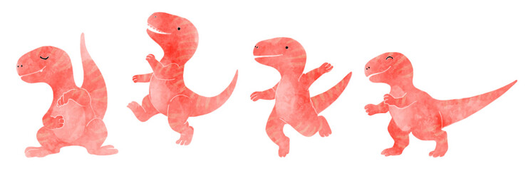 Velociraptor . Cute dinosaur cartoon characters . Watercolor paint design . Set 10 of 20 . Vector .