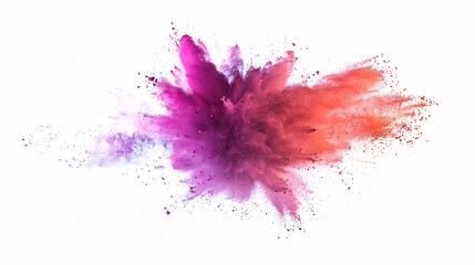 Colored powder collides with explosive white background
