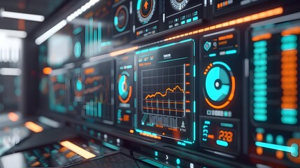 Obraz premium Advanced Digital Banking Interface Showcases Futuristic Technology and User Friendly Design for Secure Data Analysis and Seamless Financial Management