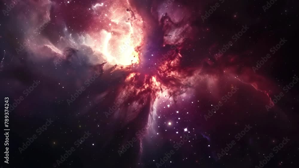 Wall mural blue red deep space galaxy nebula. cinematic celestial background depicting astrology and space expl