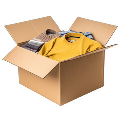 cardboard box with clothes SVG on transparent background