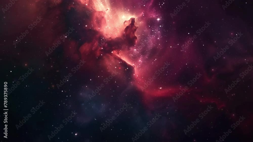 Wall mural blue red deep space galaxy nebula. cinematic celestial background depicting astrology and space expl