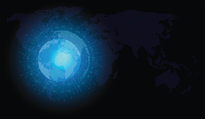 Global network connection and communication technology.Global network background.social network.	