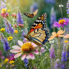 Naklejka premium butterfly on flower