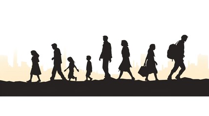 Obraz premium WORLD REFUGEE DAY VECTOR ILLUSTRATION. VECTOR illustration