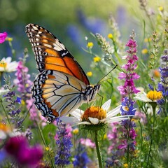 Naklejka premium butterfly on a flower