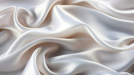 Obraz premium Abstract metallic background with some smooth lines Closeup of rippled white silk satin fabric сreated with Generative Ai