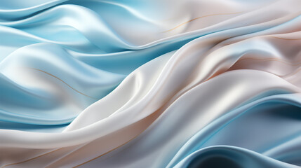 Obraz premium Abstract metallic background with some smooth lines Closeup of rippled white silk satin fabric сreated with Generative Ai