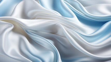 Abstract metallic background with some smooth lines Closeup of rippled white silk satin fabric сreated with Generative Ai