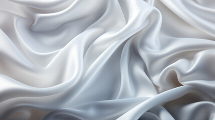 Fototapeta premium Abstract metallic background with some smooth lines Closeup of rippled white silk satin fabric сreated with Generative Ai