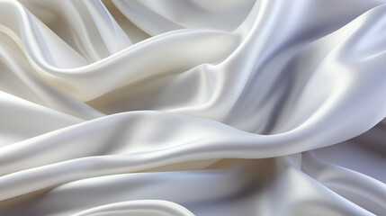 Abstract metallic background with some smooth lines Closeup of rippled white silk satin fabric сreated with Generative Ai