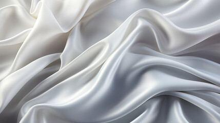 Obraz premium Abstract metallic background with some smooth lines Closeup of rippled white silk satin fabric сreated with Generative Ai