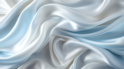 Obraz premium Abstract metallic background with some smooth lines Closeup of rippled white silk satin fabric сreated with Generative Ai
