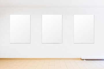3D Rendering of Poster Exhibition Gallery Mockups in a Hall Interior