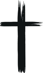 Hand drawn black grunge cross icon, simple Christian cross sign, hand-painted cross, Cross painted brushes. Easter background.
