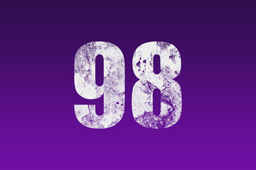 flat white grunge number of 98 on purple background.	 - obrazy, fototapety, plakaty