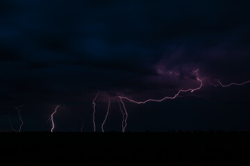Lightning strikes at commencement of La Nina in central Victoria Australia