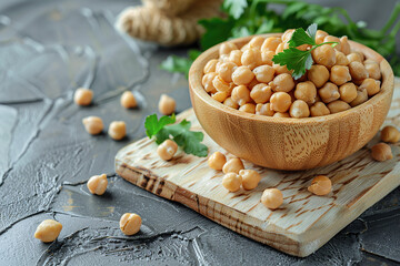 Chickpea, dry chickpeas beans in bowl, legume chickpea - 789383421
