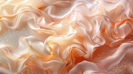 The soft whisper of blush and ivory waves, adorned with a golden glow. 