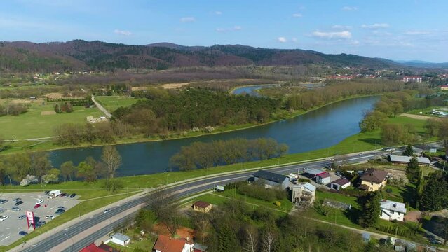 Beautiful Mountain Landscape Panorama Sanok Aerial View Poland