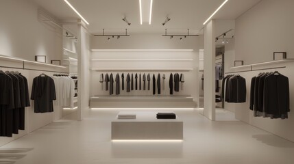 Luxury and fashionable european different clothes shop retail store interior