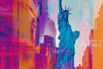 Transatlantic Landmarks: Statue of Liberty and Big Ben Fusion