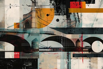 Geometric Abstract of Tower Bridge - obrazy, fototapety, plakaty