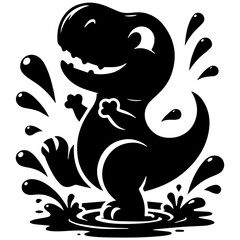 Vector illustration of a funny and cute T-Rex Dinosaur, T-Rex play in the water © Pornphan