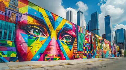 Fototapeta premium Craft a visually captivating scene of downtown's artistic flair