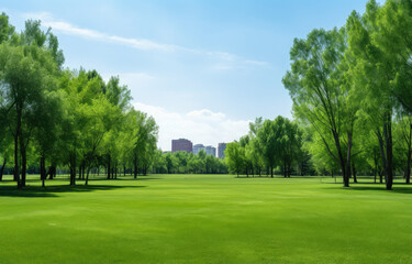 Obraz premium Urban Oasis: Lush Green Park in the City