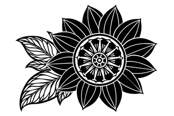  red-dahlia-flower-on-white-background--the-golden- vector illustration